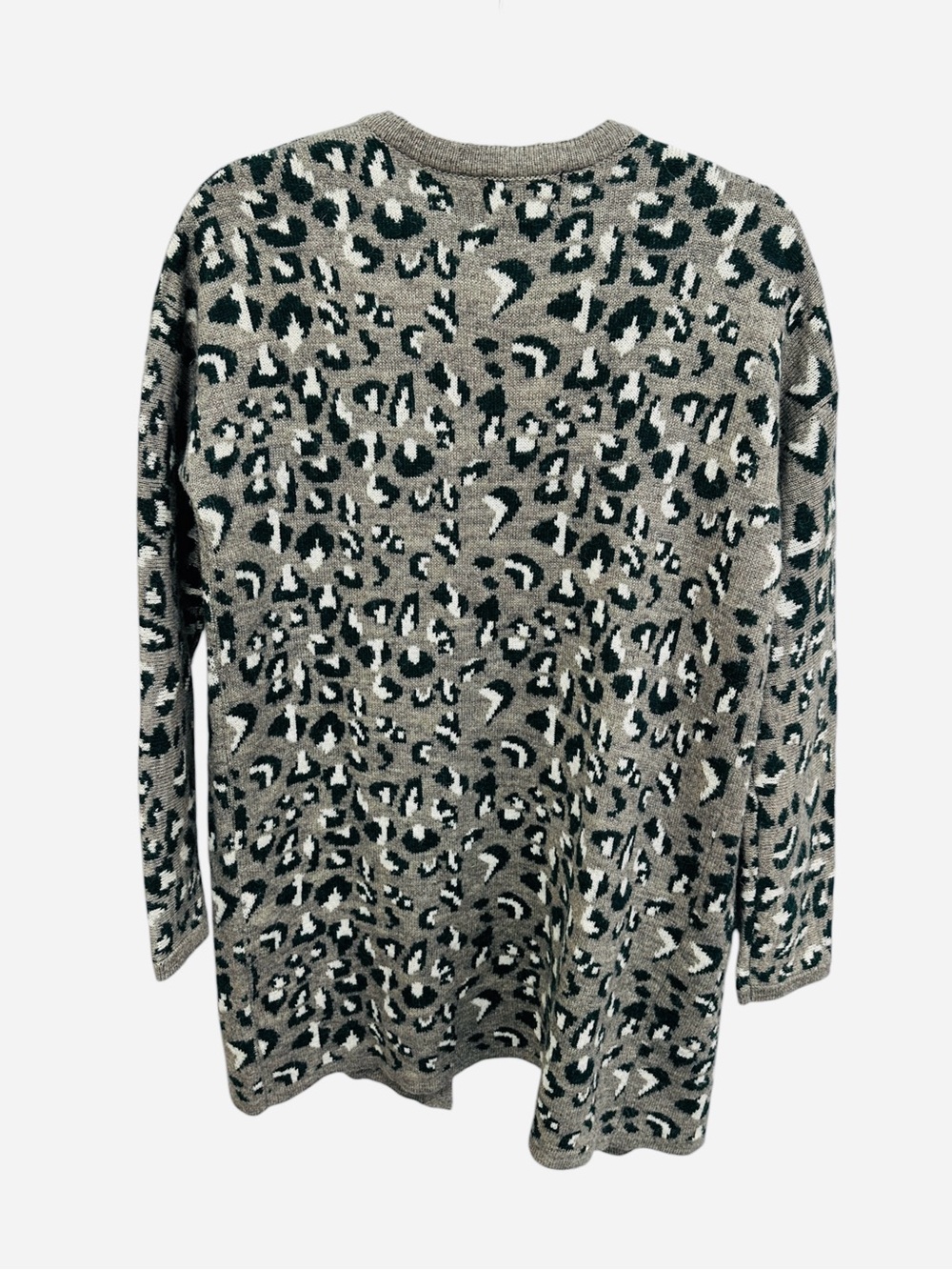 Cynthia Rowley gray leopard print open front cardigan sweater Size S - Picture 8 of 10